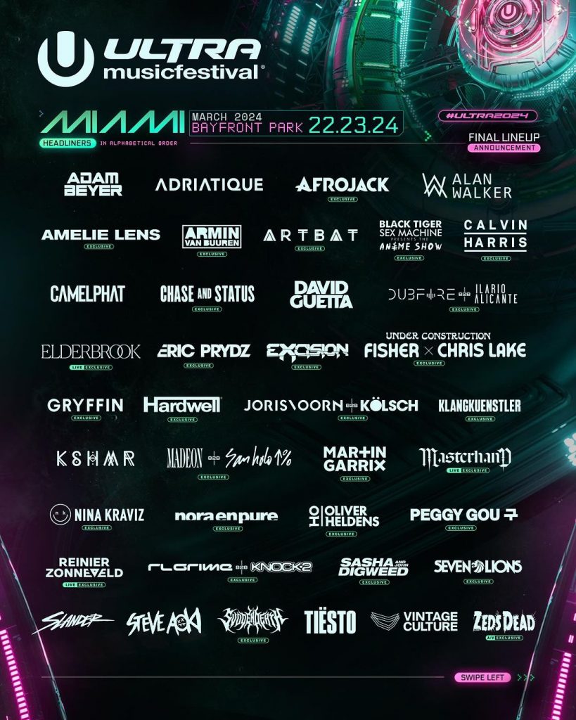 Line Up Completo de Ultra Music Festival 2024 Beat Digital